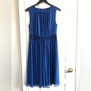Beaded sleeveless blue dress prom dress party dress